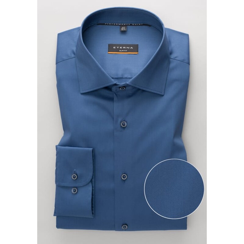 ETERNA Slim Fit pánská strečová košile formální modrá Easy Iron délka rukávu 67 cm