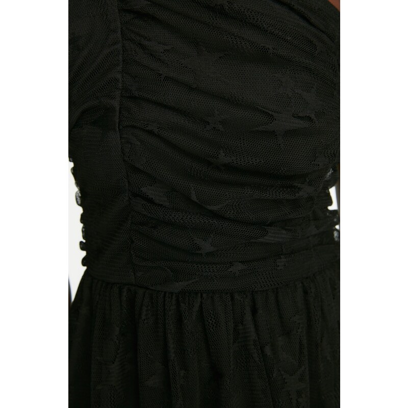 Trendyol Black Lace Evening Dress