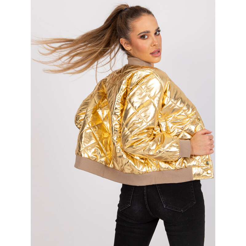 BASIC ZLATÝ LESKLÝ BOMBER SHERISE --GOLD Zlatá