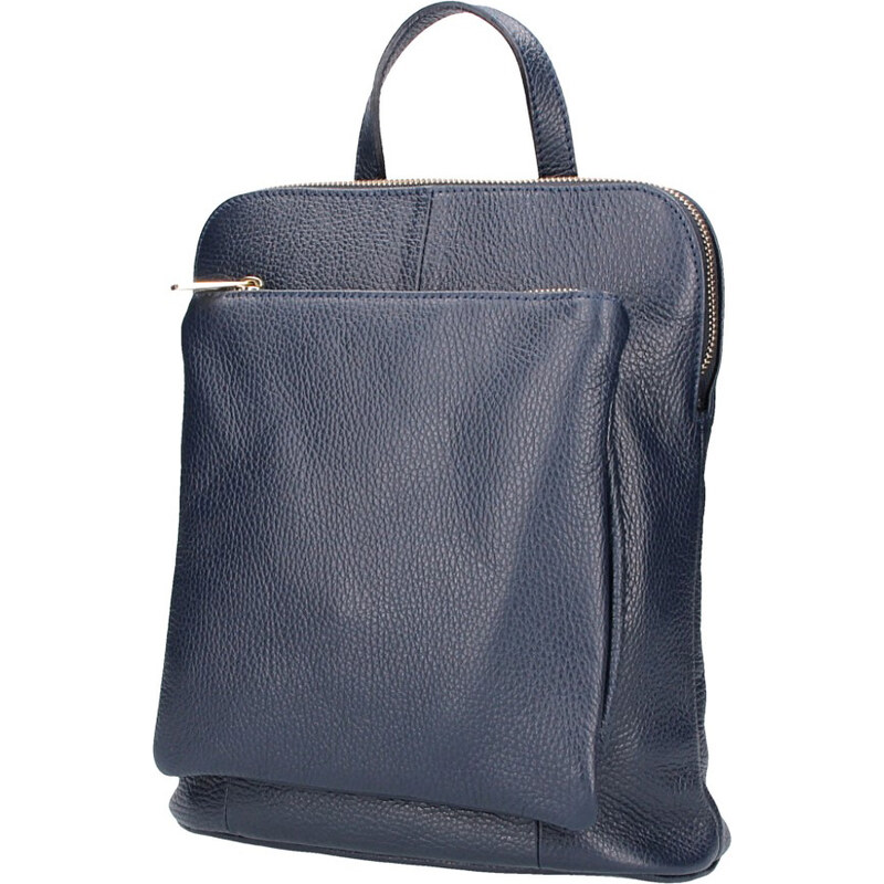 Vera Pelle Kožený menší dámský batůžek s čelní kapsou a zlatými