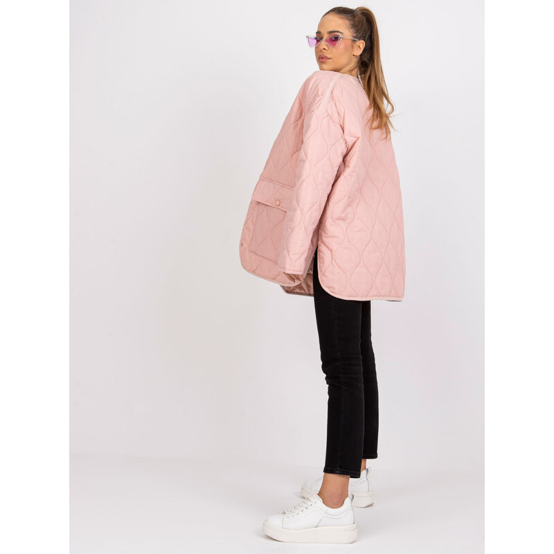 Fashionhunters Dámská bunda s kulatým výstřihem Rue Paris Callie - pudrová růžová