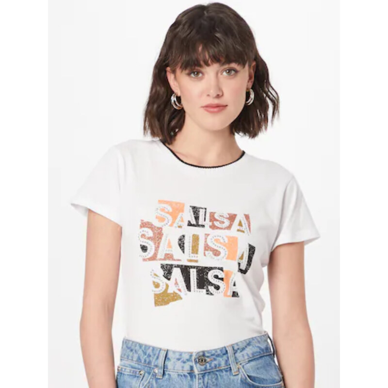 Salsa Jeans dámské bílé tričko s ozdobnými kamínky 109097585