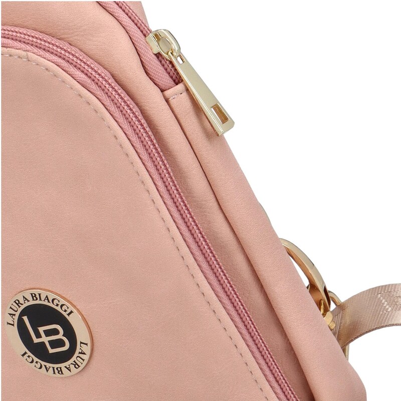 Laura Biaggi Originální malý koženkový batůžek Zeke, růžová
