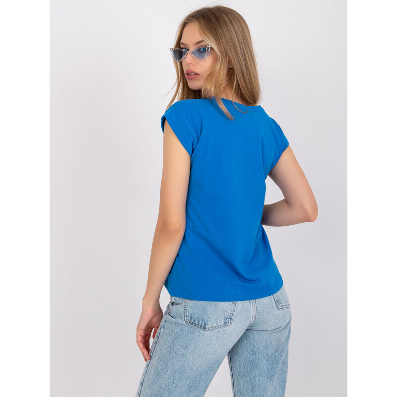 Fashionhunters Základní tmavě modré tričko Atlanta RUE PARIS