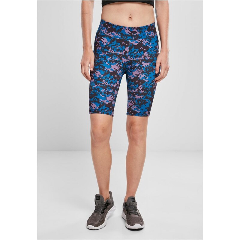 URBAN CLASSICS Ladies High Waist Camo Tech Cycle Shorts - digital duskviolet camo