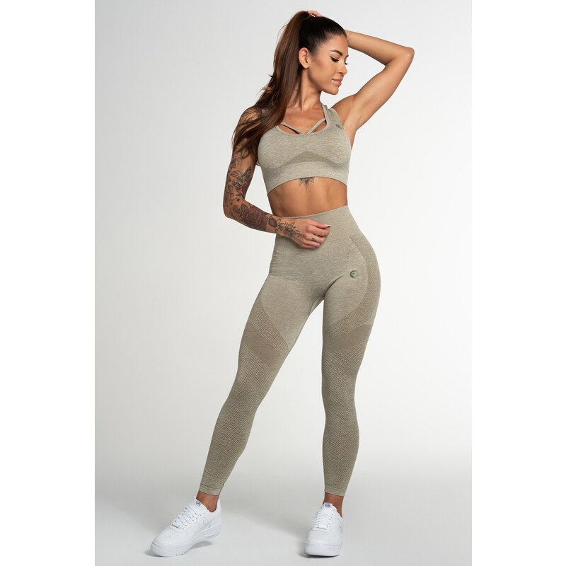 Legíny Gym Glamour Fusion Khaki bezešvé