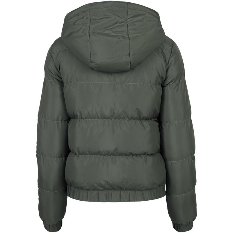 UC Ladies Dámská bunda Puffer s kapucí tmavě olivová