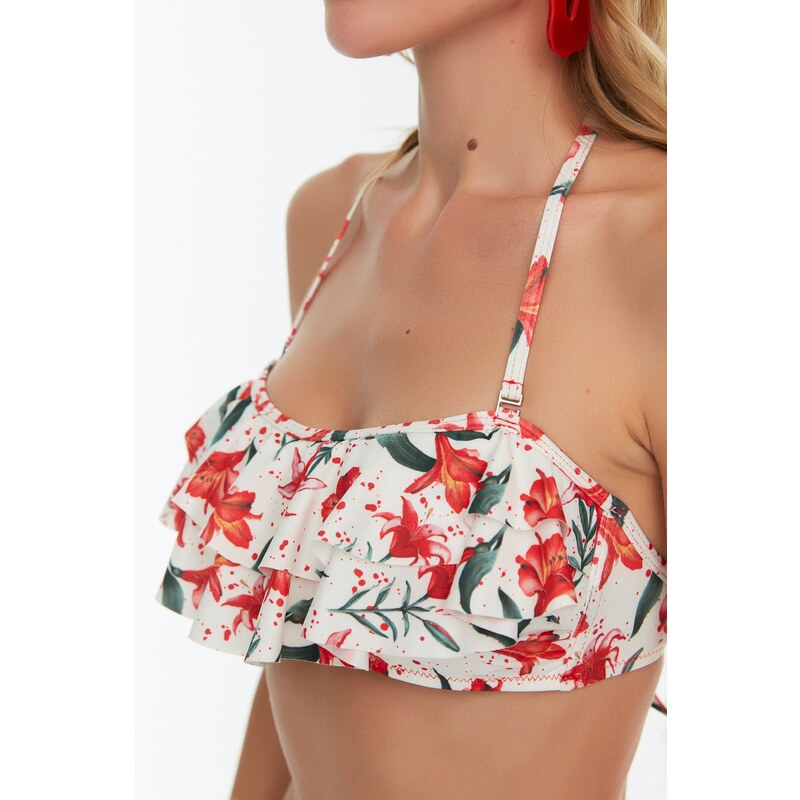 Dámský bikinový top Trendyol Floral Frill