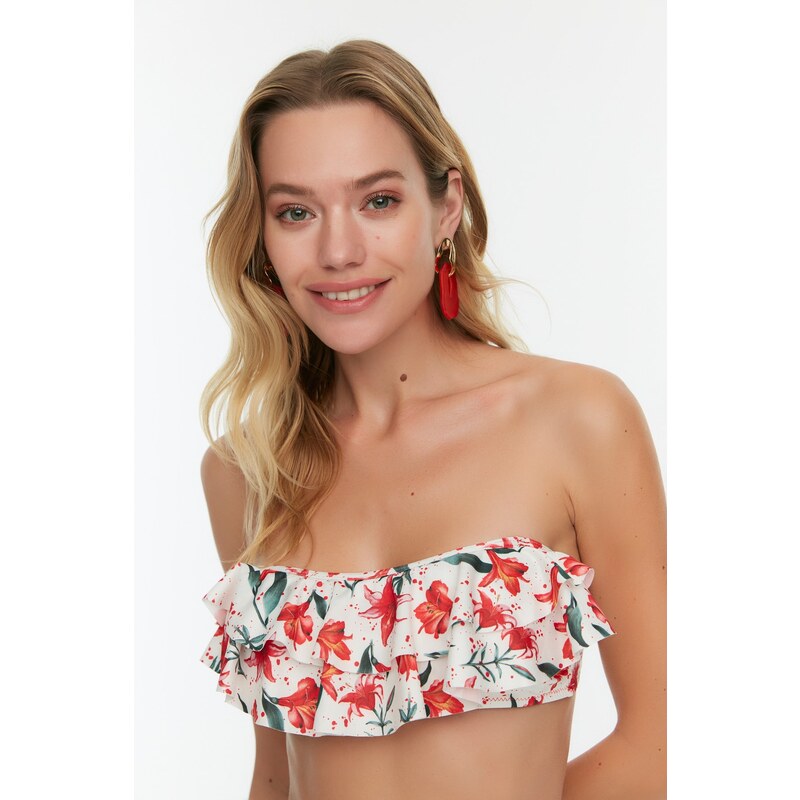 Dámský bikinový top Trendyol Floral Frill