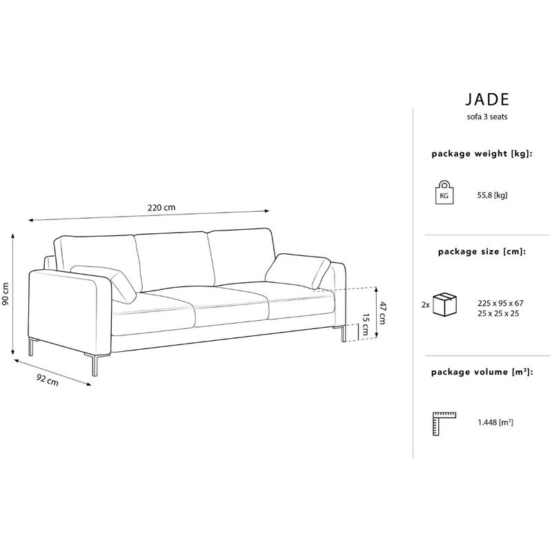 Žlutá sametová trojmístná pohovka MICADONI JADE 220 cm