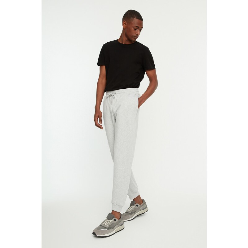 Trendyol Gray Men's Regular Cut Elastic Lace-up Sweatpants