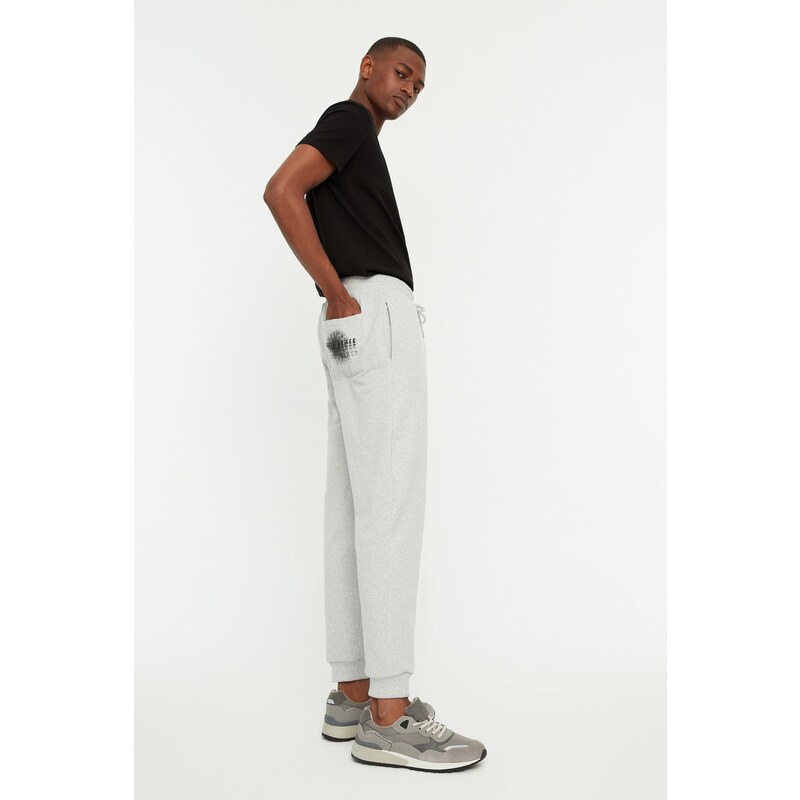 Trendyol Gray Men's Regular Cut Elastic Lace-up Sweatpants