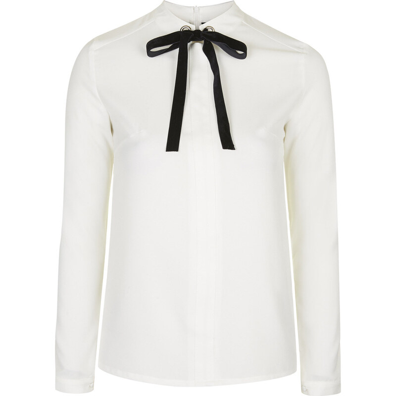 Topshop **Ivory Eyelet Bow Blouse by Sister Jane