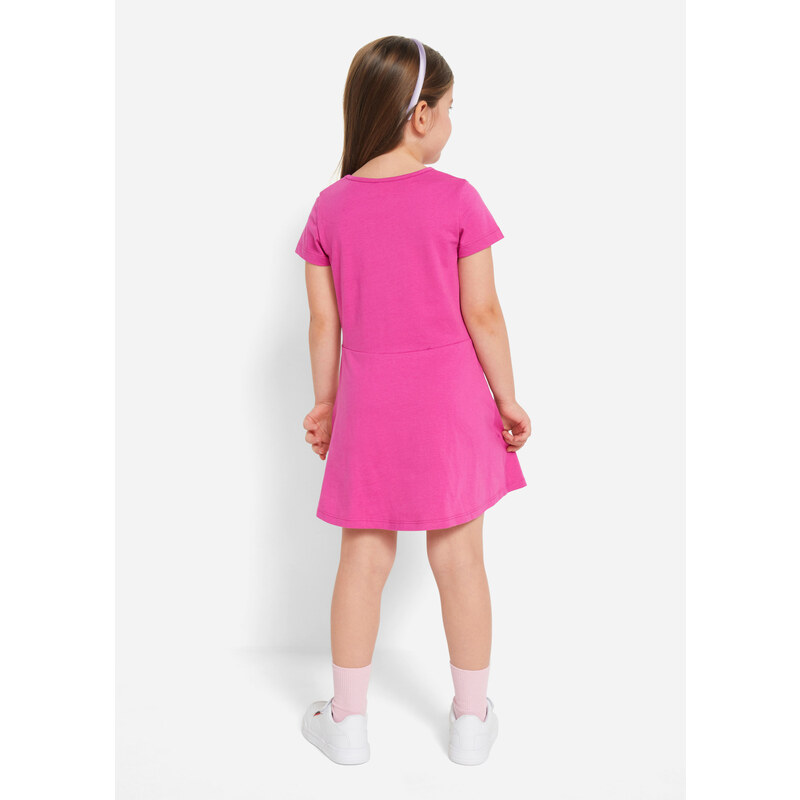 bonprix Dívčí žerzejové šaty, krátký rukáv (2 ks) z organické bavlny Modrá