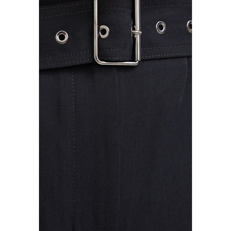 Kraťasy Woolrich dámské, černá barva, hladké, high waist, CFWWSH0020FRUT3043-100