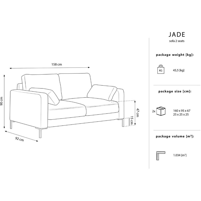 Zelená sametová dvoumístná pohovka MICADONI JADE 158 cm