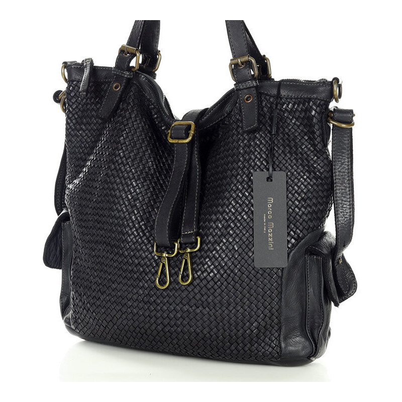 Marco Mazzini handmade Kožená kabelka přes rameno Mazzini M202 černá