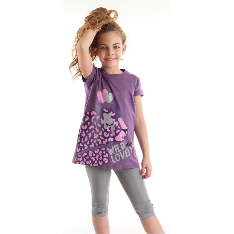 mshb&g Leopard Girl's Purple Tunic Tights Set