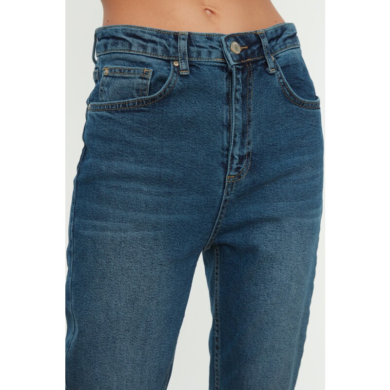 Trendyol Navy Blue Slim Fit džíny s vysokým pasem