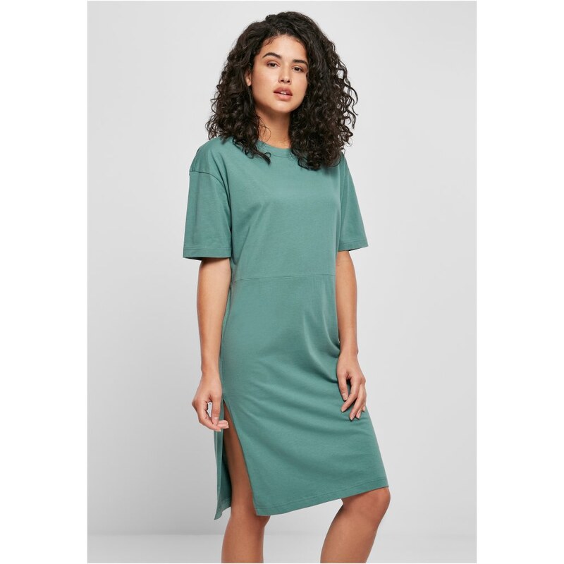 URBAN CLASSICS Ladies Organic Oversized Slit Tee Dress - paleleaf