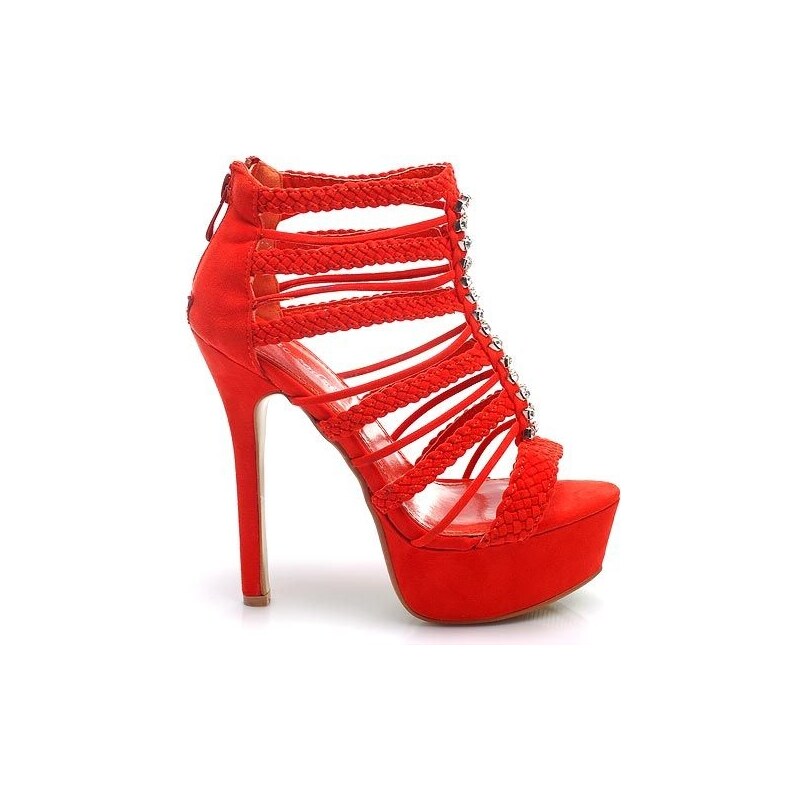 SERGIO TODZI Poutavé páskové sandály červené barvy - PA137R
