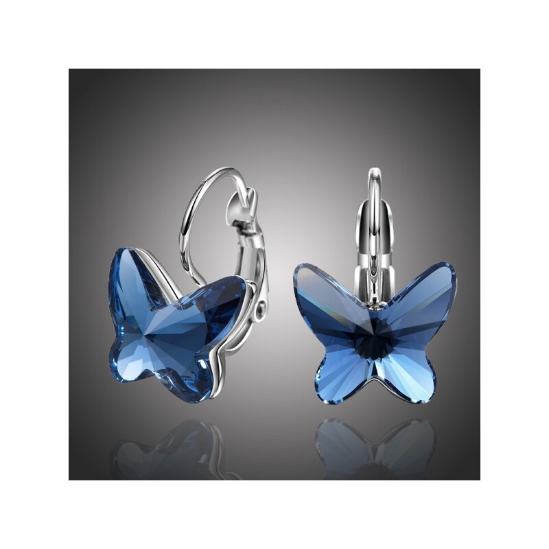 Éternelle Náušnice Swarovski Elements Montanari modré - motýlek