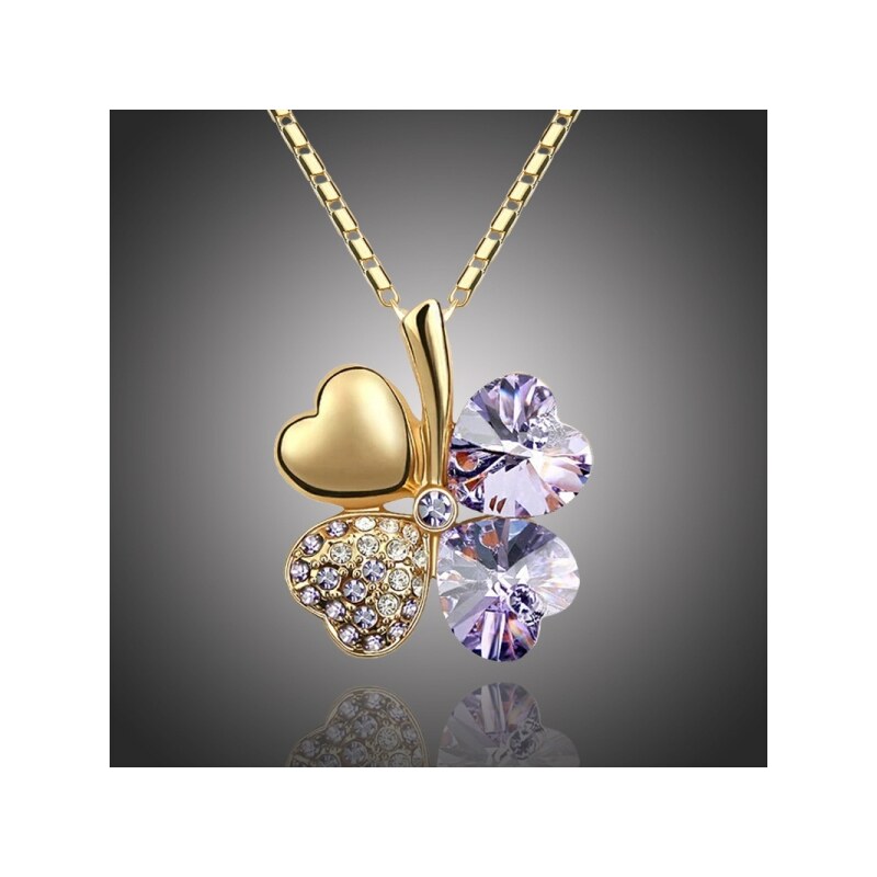 Sisi Jewelry Náhrdelník Swarovski Elements Čtyřlístek - zlato světle 38954628