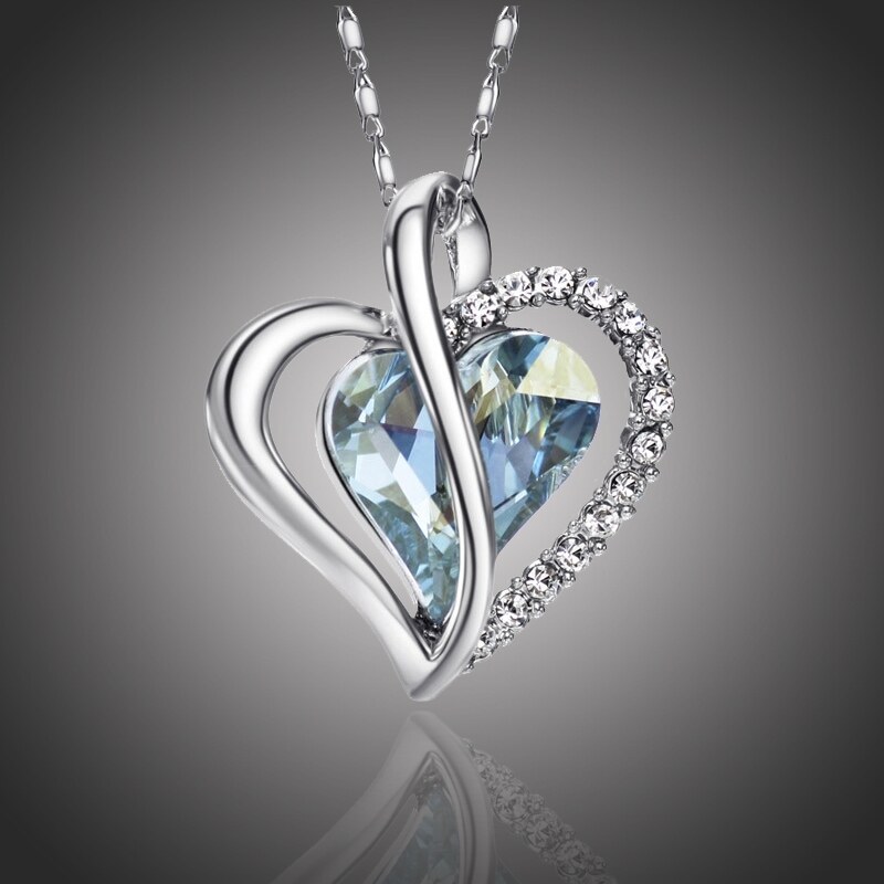 Éternelle Náhrdelník Swarovski Elements True Love modrý - srdíčko