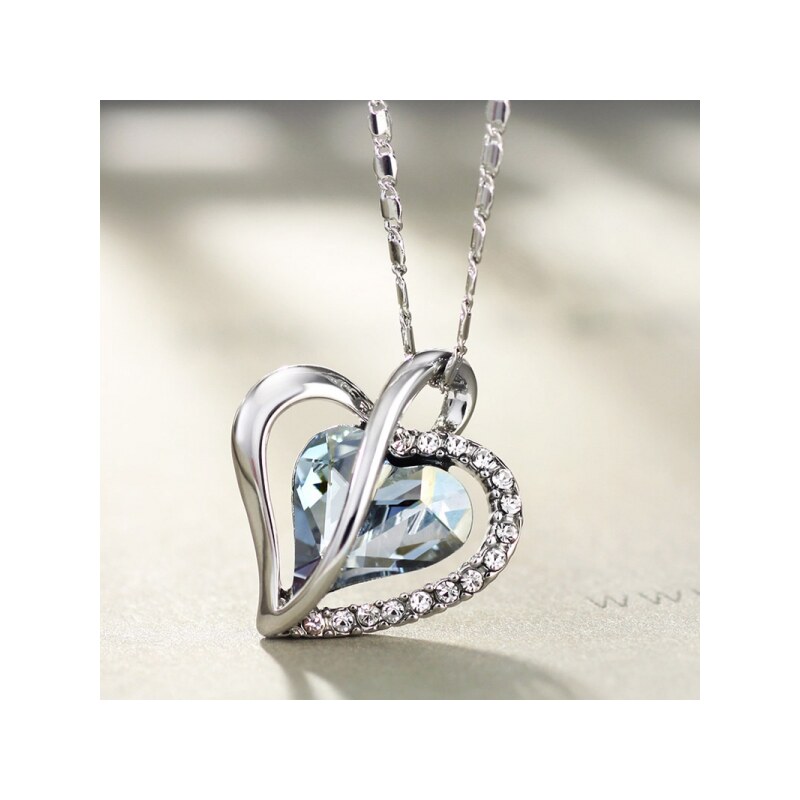 Éternelle Náhrdelník Swarovski Elements True Love modrý - srdíčko