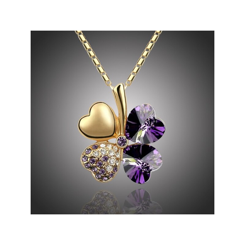 Sisi Jewelry Náhrdelník Swarovski Elements Čtyřlístek - zlato tmavě 38954716