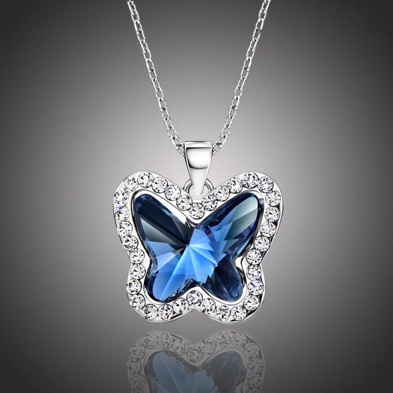 Éternelle Náhrdelník Swarovski Elements Montanari modrý - motýl