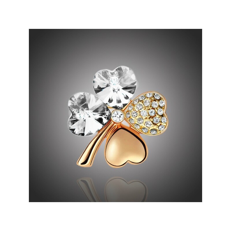 Sisi Jewelry Brož Swarovski Elements Čtyřlístek Gold - různé barvy 66666316
