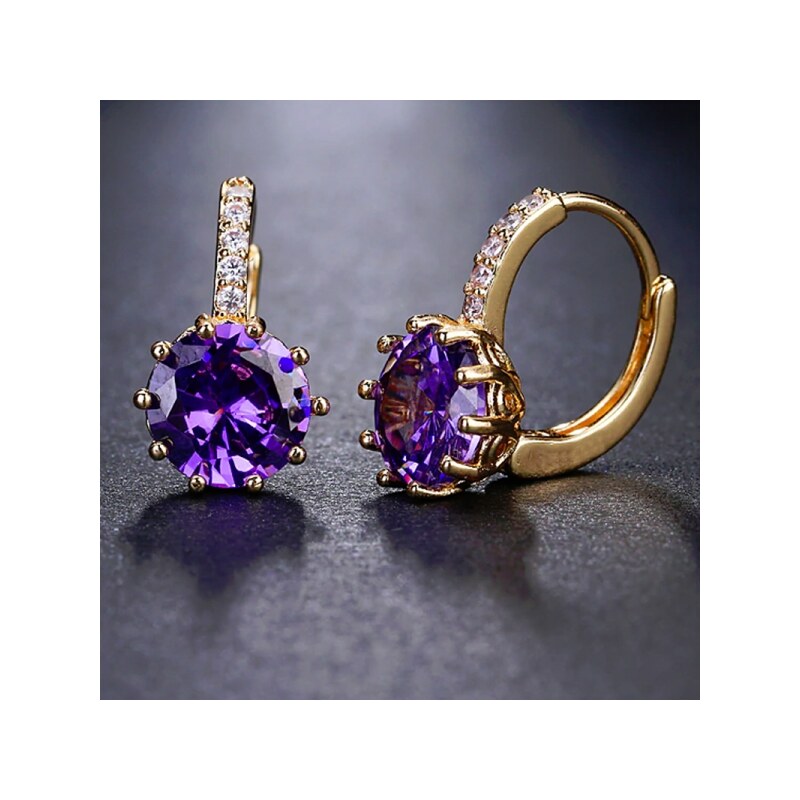 Sisi Jewelry Náušnice Swarovski Elements Bernadette Gold Ametyst 22016788
