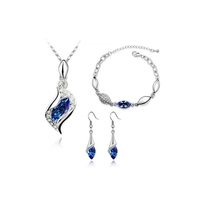 Sisi Jewelry Souprava náhrdelníku, náušnic a náramku Andělské slzy - tmavě modrá