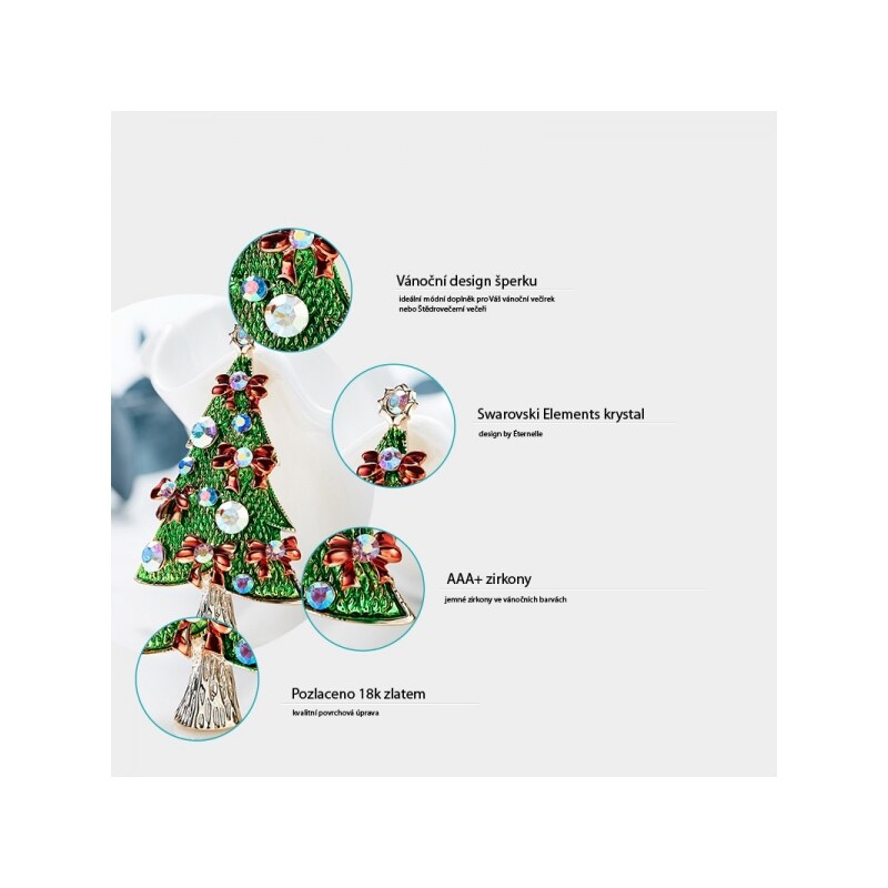 Éternelle Vánoční brož Swarovski Elements Profetta - vánoční stromeček