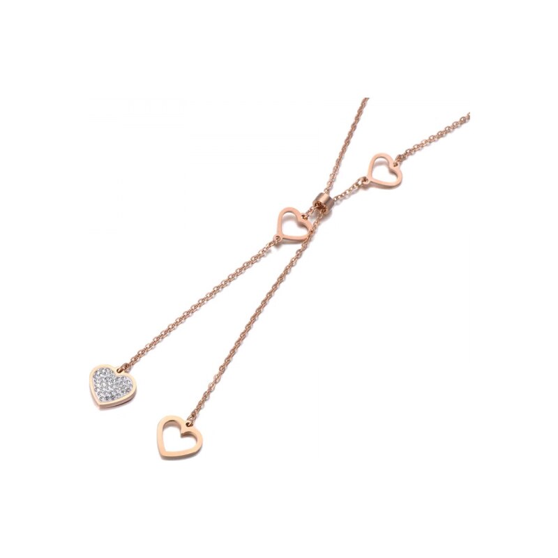 Victoria Filippi Stainless Steel Ocelový náhrdelník se zirkony Elgio Gold - chirurgická ocel, srdíčko