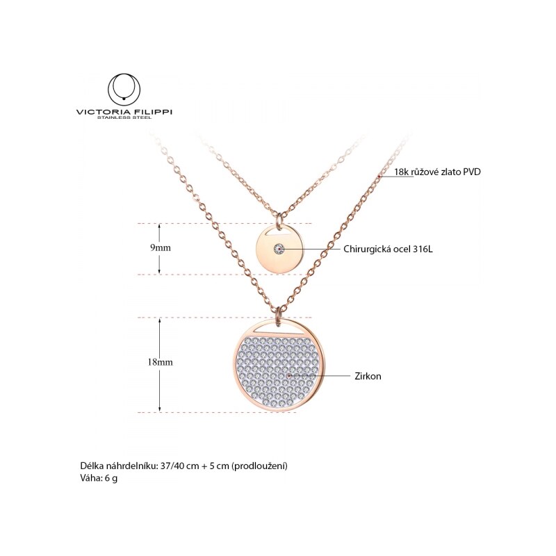 Victoria Filippi Stainless Steel Dvojitý ocelový náhrdelník Acciai - chirurgická ocel