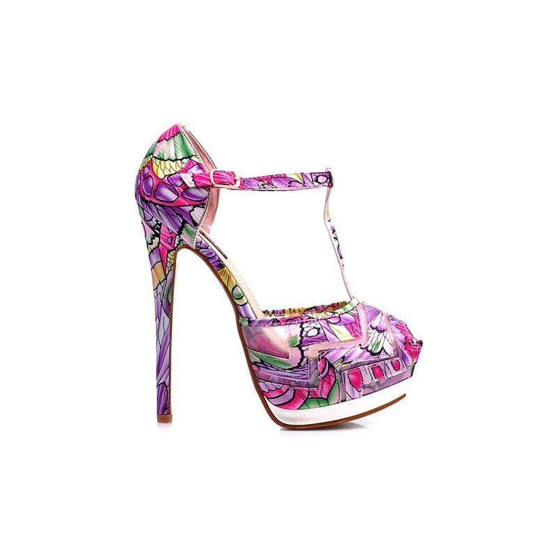 SERGIO TODZI Bombastické fialové sandálky s pestrým vzorem - RMD994R