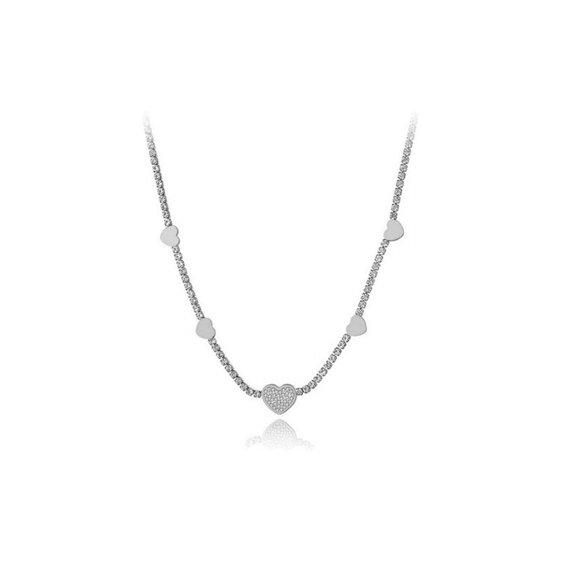 Victoria Filippi Stainless Steel Ocelový choker náhrdelník se zirkony Stephanie - srdíčko