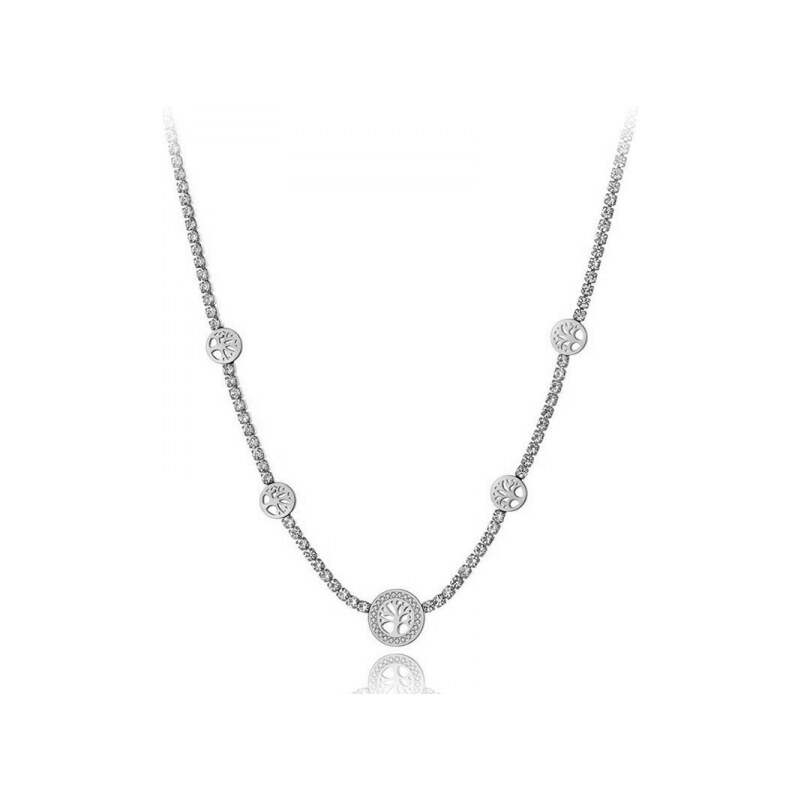 Victoria Filippi Stainless Steel Ocelový choker náhrdelník se zirkony Amanda - strom života