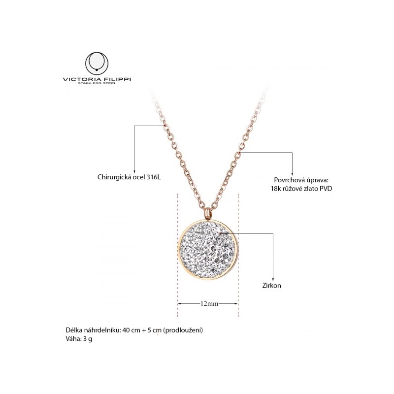 Victoria Filippi Stainless Steel Ocelový náhrdelník se zirkony Melissa Gold - chirurgická ocel