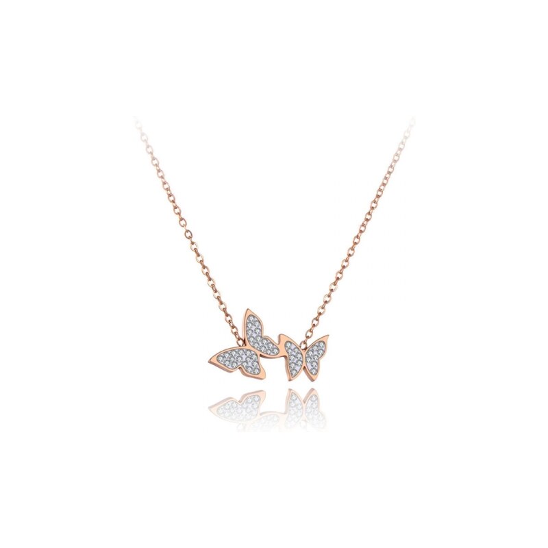 Victoria Filippi Stainless Steel Ocelový náhrdelník se zirkony Claudia - chirurgická ocel, motýl