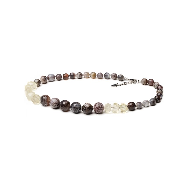 Gaura Pearls Korálkový náhrdelník Jacinta - přírodní Achát, Citrín 54558905