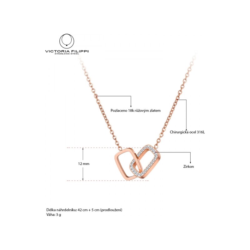 Victoria Filippi Stainless Steel Ocelový náhrdelník Nicola - chirurgická ocel