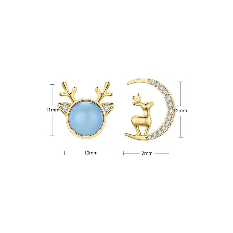 Éternelle Vánoční náušnice se zirkony a opálem Rudolph Blue