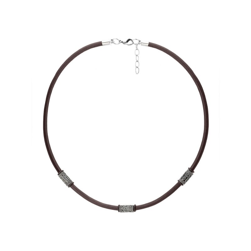 Manoki Pánský kožený náhrdelník Lucas - chirurgická ocel, etno styl