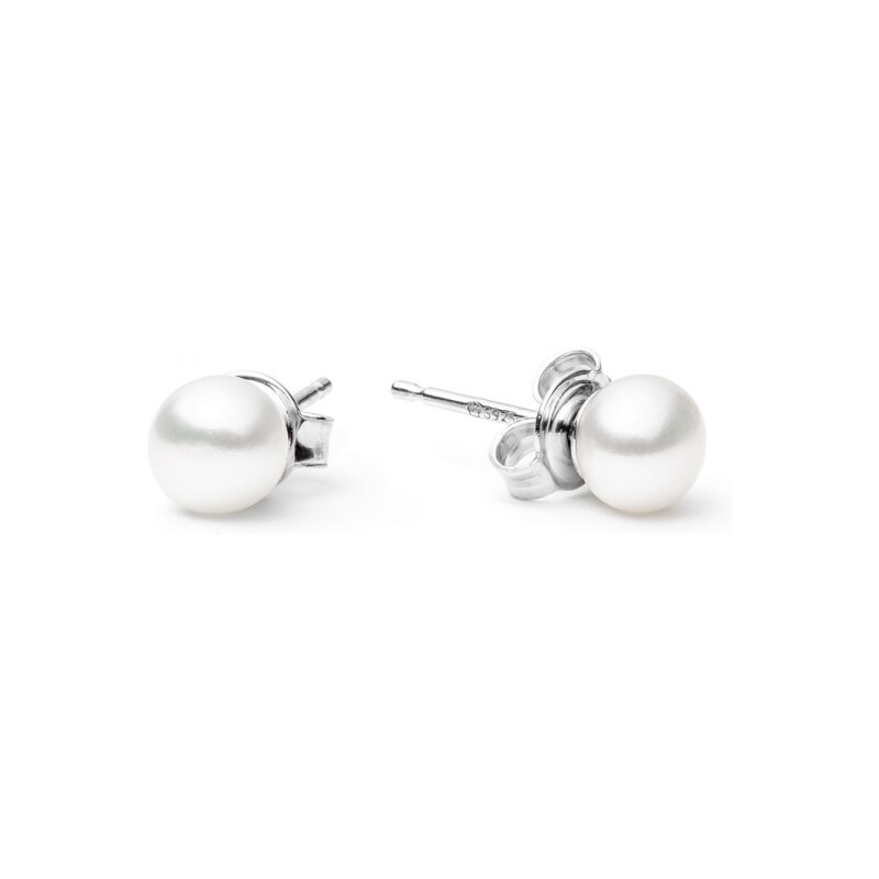 Gaura Pearls Náušnice s bílou 5.5-6 mm říční perlou Chloe, stříbro 925 65234907