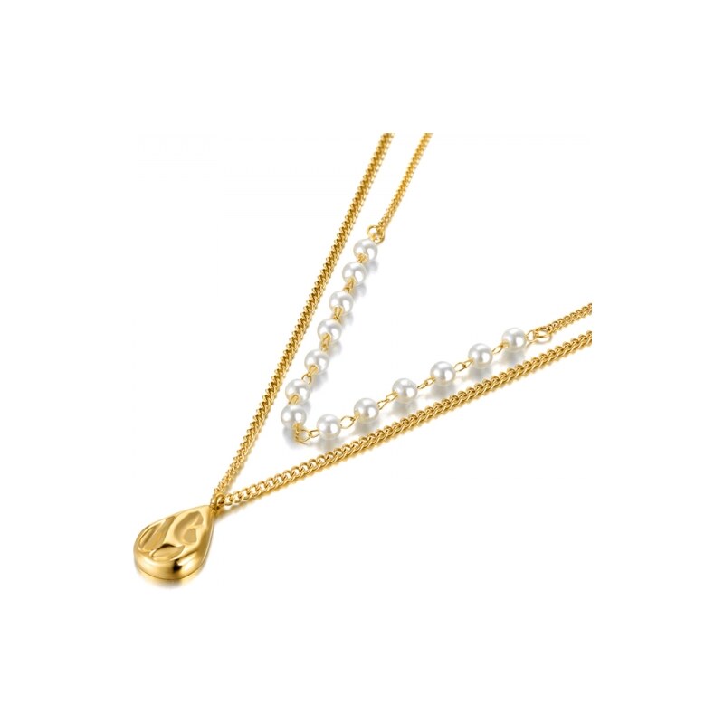 Victoria Filippi Stainless Steel Ocelový náhrdelník Réa Gold - chirurgická ocel, perla