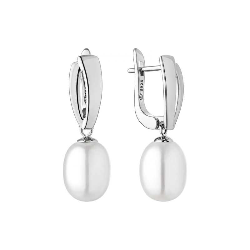 Gaura Pearls Stříbrné náušnice s bílou řiční perlou Phoebe, stříbro 90186962