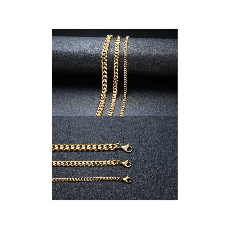 Daniel Dawson Pánský ocelový náhrdelník Erich Gold, 3 mm řetízek - chirurgická ocel